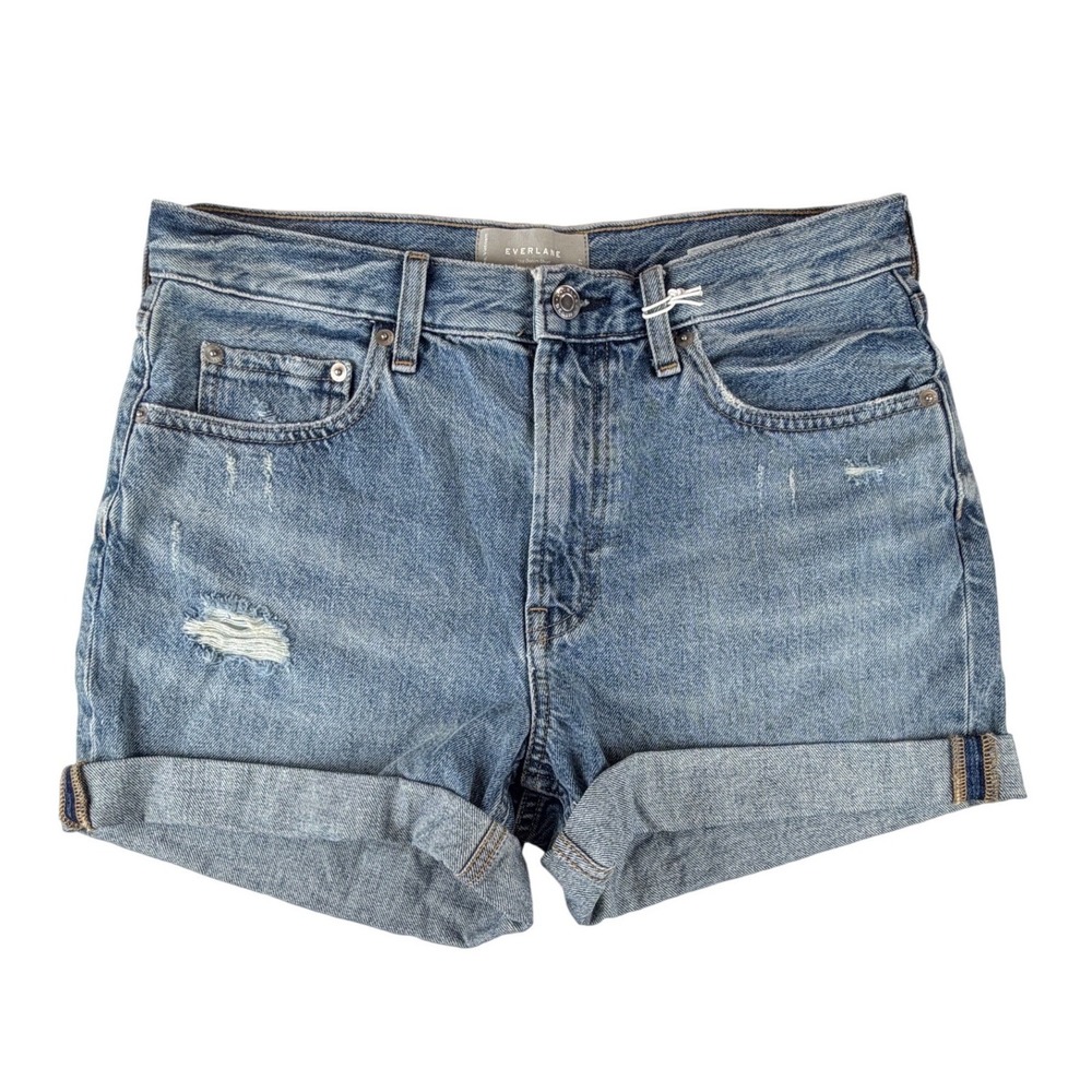 Everlane Denim Shorts Women 27 Blue Organic Cotton Distressed Cuffed‎ Casual